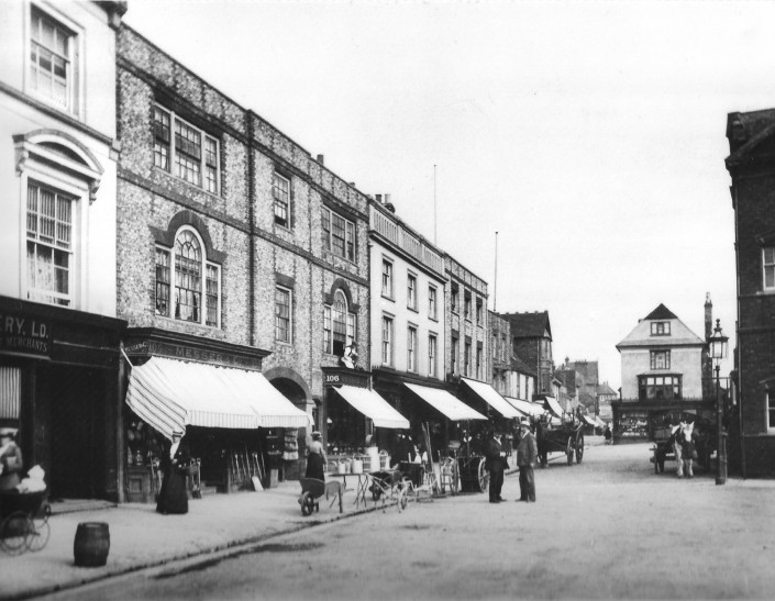 Shops by Town Hall, 1900s